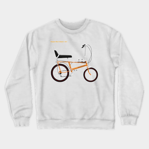 Classic Raleigh Chopper Mk1 10 Speed in Pumpkin Orange Crewneck Sweatshirt by Tunstall